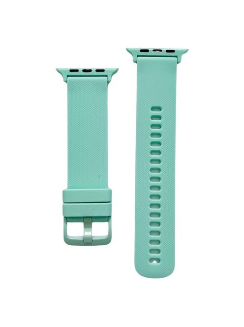 For Apple Watch Series 10 46mm / Ultra 2 Ultra 49mm / 9 8 7 45mm / SE (2023) SE (2022) SE 6 5 4 44mm / 3 2 1 42mm Textured Silicone Watch Strap Adjustable Pin Buckle Wrist Band Replacement - Cyan