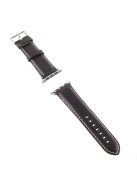 For Apple Watch Series 10 46mm / Ultra 2 Ultra 49mm / 9 8 7 45mm / SE (2023) SE (2022) SE 6 5 4 44mm / 3 2 1 42mm Vintage Oil Wax Genuine Leather Watch Band - Black