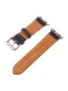 For Apple Watch Series 10 46mm / Ultra 2 Ultra 49mm / 9 8 7 45mm / SE (2023) SE (2022) SE 6 5 4 44mm / 3 2 1 42mm Vintage Oil Wax Genuine Leather Watch Band - Black