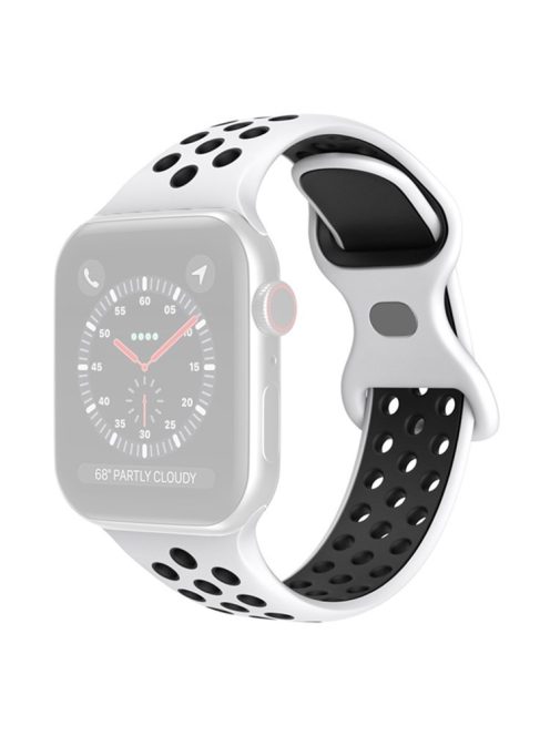 For Apple Watch Series 10 46mm / Ultra 2 Ultra 49mm / 9 8 7 45mm / SE (2023) SE (2022) SE 6 5 4 44mm / 3 2 1 42mm Watch Band, Size: S / M - White / Black