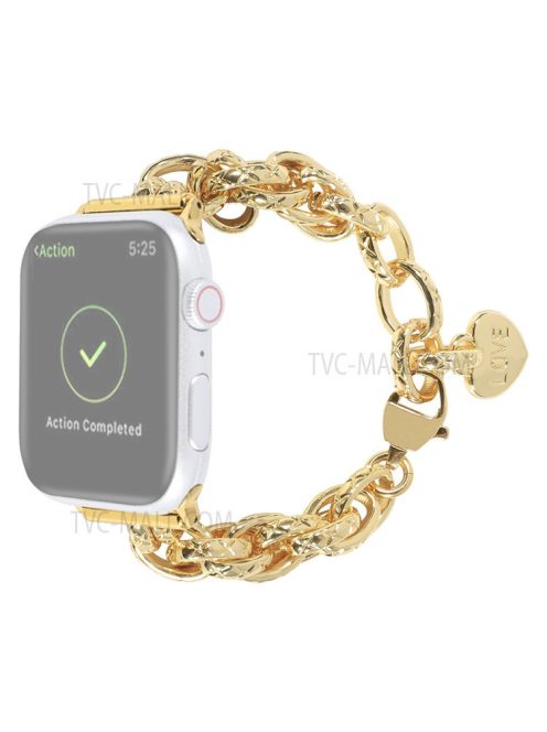 For Apple Watch Series 10 46mm / Ultra 2 Ultra 49mm / 9 8 7 45mm / SE (2023) SE (2022) SE 6 5 4 44mm / 3 2 1 42mm Watch Strap Stainless Steel 22mm Smart Watch Bracelet - Gold