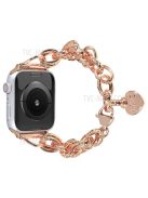 For Apple Watch Series 10 46mm / Ultra 2 Ultra 49mm / 9 8 7 45mm / SE (2023) SE (2022) SE 6 5 4 44mm / 3 2 1 42mm Watch Strap Stainless Steel 22mm Smart Watch Bracelet - Rose Gold