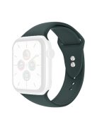 For Apple Watch Series 10 46mm / Ultra 2 Ultra 49mm / 9 8 7 45mm / SE (2023) SE (2022) SE 6 5 4 44mm / 3 2 1 42mm Wrist Strap Silicone Watchband with Double Buttons Buckle, Size S / M - Blackish Green