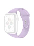 For Apple Watch Series 10 46mm / Ultra 2 Ultra 49mm / 9 8 7 45mm / SE (2023) SE (2022) SE 6 5 4 44mm / 3 2 1 42mm Wrist Strap Silicone Watchband with Double Buttons Buckle, Size S / M - Light Purple