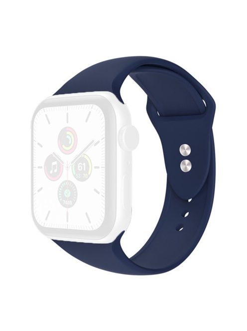 For Apple Watch Series 10 46mm / Ultra 2 Ultra 49mm / 9 8 7 45mm / SE (2023) SE (2022) SE 6 5 4 44mm / 3 2 1 42mm Wrist Strap Silicone Watchband with Double Buttons Buckle, Size S / M - Midnight Blue