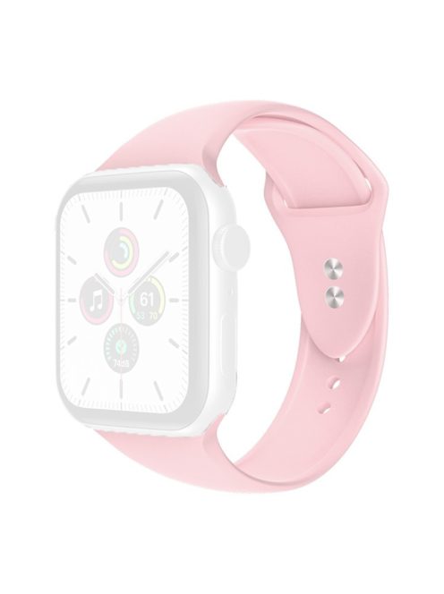 For Apple Watch Series 10 46mm / Ultra 2 Ultra 49mm / 9 8 7 45mm / SE (2023) SE (2022) SE 6 5 4 44mm / 3 2 1 42mm Wrist Strap Silicone Watchband with Double Buttons Buckle, Size S / M - Pink