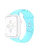 For Apple Watch Series 10 46mm / Ultra 2 Ultra 49mm / 9 8 7 45mm / SE (2023) SE (2022) SE 6 5 4 44mm / 3 2 1 42mm Wrist Strap Silicone Watchband with Double Buttons Buckle, Size S / M - Sky Blue