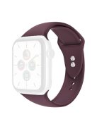 For Apple Watch Series 10 46mm / Ultra 2 Ultra 49mm / 9 8 7 45mm / SE (2023) SE (2022) SE 6 5 4 44mm / 3 2 1 42mm Wrist Strap Silicone Watchband with Double Buttons Buckle, Size S / M - Wine Red