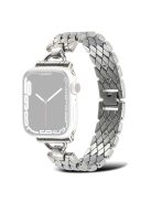 For Apple Watch Series 10 46mm / Ultra 2 Ultra 49mm / 9 8 7 45mm / SE (2023) SE (2022) SE 6 5 4 44mm / 3 2 1 42mm Zinc Alloy Rhombus Bracelet Smart Watch Band Strap Replacement - Silver