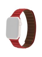 For Apple Watch Series 10 46mm / Ultra 2 Ultra 49mm / 9 8 7 45mm / SE (2023) SE (2022) SE 6 5 4 44mm / 3 2 1 42mm, Magnetic Watch Band Genuine Leather Watch Strap Replacement Parts - Red