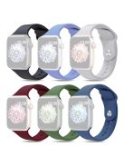 For Apple Watch Series 10 46mm / Ultra 2 Ultra 49mm / Series 9 8 7 45mm / 6 5 4 SE (2023) SE (2022) SE 44mm / 3 2 1 42mm 6pcs AW Strap, Size S / M - Black+Lavender+Light Grey+Wine Red+Army Green+Blue