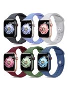 For Apple Watch Series 10 46mm / Ultra 2 Ultra 49mm / Series 9 8 7 45mm / 6 5 4 SE (2023) SE (2022) SE 44mm / 3 2 1 42mm 6pcs AW Strap, Size S / M - Black+Lavender+Light Grey+Wine Red+Army Green+Blue