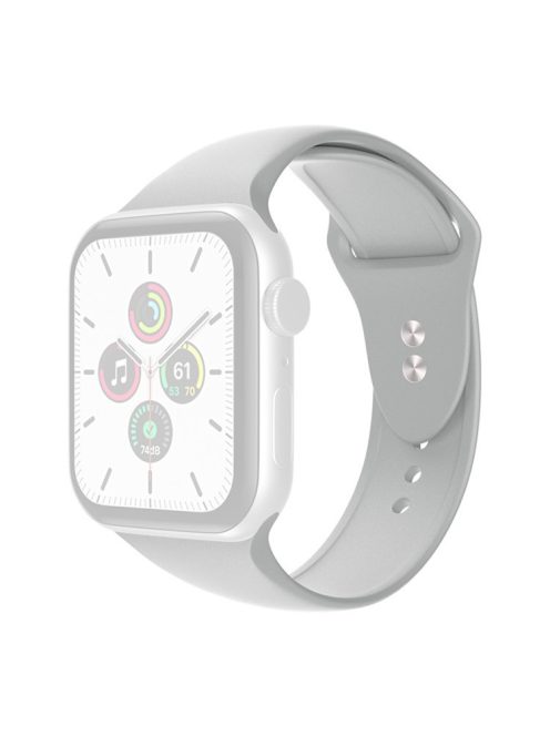 For Apple Watch Series 10 46mm / Ultra 2 Ultra 49mm / Series 9 8 7 45mm / SE (2023) SE (2022) SE 6 5 4 44mm / 3 2 1 42mm Adjustable Silicone Watch Strap with Double Buttons Buckle, Size L - Light Grey