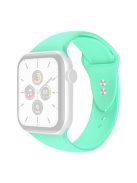 For Apple Watch Series 10 46mm / Ultra 2 Ultra 49mm / Series 9 8 7 45mm / SE (2023) SE (2022) SE 6 5 4 44mm / 3 2 1 42mm Adjustable Silicone Watch Strap with Double Buttons Buckle, Size L - Mint Green