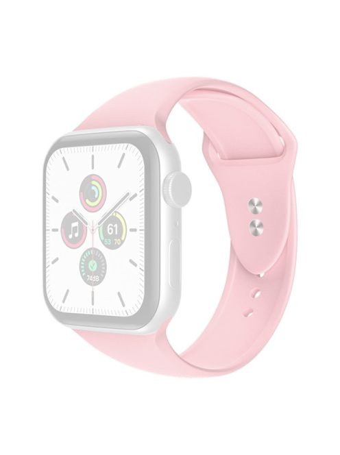 For Apple Watch Series 10 46mm / Ultra 2 Ultra 49mm / Series 9 8 7 45mm / SE (2023) SE (2022) SE 6 5 4 44mm / 3 2 1 42mm Adjustable Silicone Watch Strap with Double Buttons Buckle, Size L - Pink