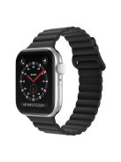 For Apple Watch Series 10 46mm / Ultra 2 Ultra 49mm / Series 9 8 7 45mm / SE (2023) SE (2022) SE 6 5 4 44mm / 3 2 1 42mm Magnetic Adsorption Silicone Strap Wrist Band with Tail Buckle - Black