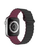 For Apple Watch Series 10 46mm / Ultra 2 Ultra 49mm / Series 9 8 7 45mm / SE (2023) SE (2022) SE 6 5 4 44mm / 3 2 1 42mm Magnetic Adsorption Silicone Strap Wrist Band with Tail Buckle - Black / Wine Red