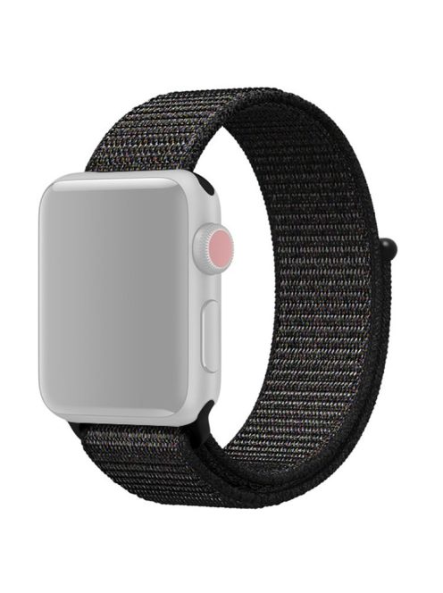 For Apple Watch Series 10 46mm / Ultra 2 Ultra 49mm / Series 9 8 7 45mm / SE (2023) SE (2022) SE 6 5 4 44mm / 3 2 1 42mm Nylon Watch Band Adjustable Breathable Replacement Wristband - Official Black