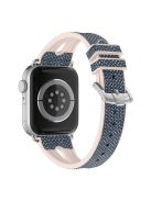 For Apple Watch Series 10 46mm / Ultra 2 Ultra 49mm / Series 9 8 7 45mm / SE (2023) SE (2022) SE 6 5 4 44mm / 3 2 1 42mm Silicone + Glitter Leather Watch Strap Adjustable Wristband - Baby Blue