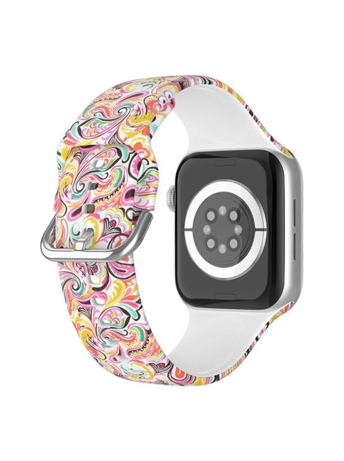 For Apple Watch Series 10 46mm / Ultra 2 Ultra 49mm / Series 9 8 7 45mm / SE (2023) SE (2022) SE 6 5 4 44mm / 3 2 1 42mm Silicone Pattern Printed Watch Strap Wristband with Buckle - Color Cloud