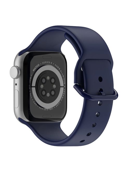 For Apple Watch Series 10 46mm / Ultra 2 Ultra 49mm / Series 9 8 7 45mm / SE (2023) SE (2022) SE 6 5 4 44mm / 3 2 1 42mm Silicone Watch Band Pin Buckle Quick Release Wrist Strap Replacement - Midnight Blue