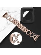 For Apple Watch Series 3 / 2 / 1 38mm Shiny Rhinestones Hollow X-Shape Design Stainless Steel Replace Strap + Black TPU Watch Protective Case - Gold