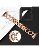 For Apple Watch Series 3 / 2 / 1 38mm Shiny Rhinestones Hollow X-Shape Design Stainless Steel Replace Strap + Black TPU Watch Protective Case - Rose Gold