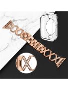 For Apple Watch Series 3 / 2 / 1 38mm Stylish Rhinestones Decor Hollow X-Shape Stainless Steel Wrist Strap + Transparent TPU Watch Case - Rose Gold