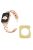 For Apple Watch Series 3 / 2 / 1 42mm Hollow X-Shape Rhinestones Decor Stainless Steel Smartwatch Strap + Yellow TPU Protective Case - Rose Gold