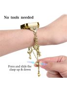 For Apple Watch Series 3 / 2 / 1 42mm Metal Watch Band Bracelet with Hollow PC Frame Rhinestone Decor Pendant Wristband Strap - Gold