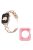 For Apple Watch Series 3 / 2 / 1 42mm Replacement Strap Hollow X-Shape Rhinestones Decor Stainless Steel Band + Pink TPU Protective Case - Gold