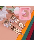 For Apple Watch Series 3 / 2 / 1 42mm Replacement Strap Hollow X-Shape Rhinestones Decor Stainless Steel Band + Pink TPU Protective Case - Rose Gold