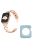 For Apple Watch Series 3 / 2 / 1 42mm Rhinestones Decor Hollow X-Shape Stainless Steel Wrist Band + Glitter Blue TPU Watch Case - Rose Gold