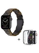 For Apple Watch Series 3 / 2 / 1 42mm Smart Watch Strap 3 Beads Resin Replacement Wrist Band with Transparent Watch Case - Matte Army Green