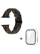 For Apple Watch Series 3 / 2 / 1 42mm Smart Watch Strap 3 Beads Resin Replacement Wrist Band with Transparent Watch Case - Matte Army Green