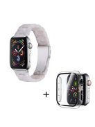 For Apple Watch Series 3 / 2 / 1 42mm Smart Watch Strap 3 Beads Resin Replacement Wrist Band with Transparent Watch Case - Pearl White