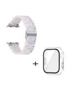 For Apple Watch Series 3 / 2 / 1 42mm Smart Watch Strap 3 Beads Resin Replacement Wrist Band with Transparent Watch Case - Pearl White