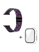 For Apple Watch Series 3 / 2 / 1 42mm Smart Watch Strap 3 Beads Resin Replacement Wrist Band with Transparent Watch Case - Purple