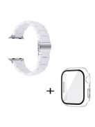 For Apple Watch Series 3 / 2 / 1 42mm Smart Watch Strap 3 Beads Resin Replacement Wrist Band with Transparent Watch Case - White