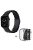 For Apple Watch Series 3 / 2 / 1 42mm Watch Band 3 Beads Resin Stainless Steel Folding Clasp Wrist Strap with Transparent Watch Case - Black