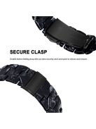 For Apple Watch Series 3 / 2 / 1 42mm Watch Band 3 Beads Resin Stainless Steel Folding Clasp Wrist Strap with Transparent Watch Case - Black Mix