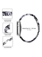 For Apple Watch Series 3 / 2 / 1 42mm Watch Band 3 Beads Resin Stainless Steel Folding Clasp Wrist Strap with Transparent Watch Case - Black White Mix