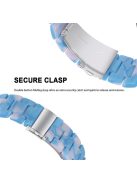 For Apple Watch Series 3 / 2 / 1 42mm Watch Band 3 Beads Resin Stainless Steel Folding Clasp Wrist Strap with Transparent Watch Case - Blue Pink Mix