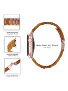 For Apple Watch Series 3 / 2 / 1 42mm Watch Band 3 Beads Resin Stainless Steel Folding Clasp Wrist Strap with Transparent Watch Case - Caramel