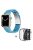 For Apple Watch Series 3 / 2 / 1 42mm Watch Band 3 Beads Resin Stainless Steel Folding Clasp Wrist Strap with Transparent Watch Case - Marble Blue