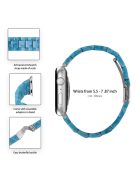 For Apple Watch Series 3 / 2 / 1 42mm Watch Band 3 Beads Resin Stainless Steel Folding Clasp Wrist Strap with Transparent Watch Case - Marble Blue