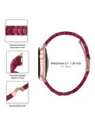 For Apple Watch Series 3 / 2 / 1 42mm Watch Band 3 Beads Resin Stainless Steel Folding Clasp Wrist Strap with Transparent Watch Case - Marble Red