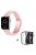 For Apple Watch Series 3 / 2 / 1 42mm Watch Band 3 Beads Resin Stainless Steel Folding Clasp Wrist Strap with Transparent Watch Case - Pink