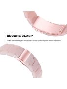 For Apple Watch Series 3 / 2 / 1 42mm Watch Band 3 Beads Resin Stainless Steel Folding Clasp Wrist Strap with Transparent Watch Case - Pink