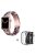 For Apple Watch Series 3 / 2 / 1 42mm Watch Band 3 Beads Resin Stainless Steel Folding Clasp Wrist Strap with Transparent Watch Case - Pink  /  Black